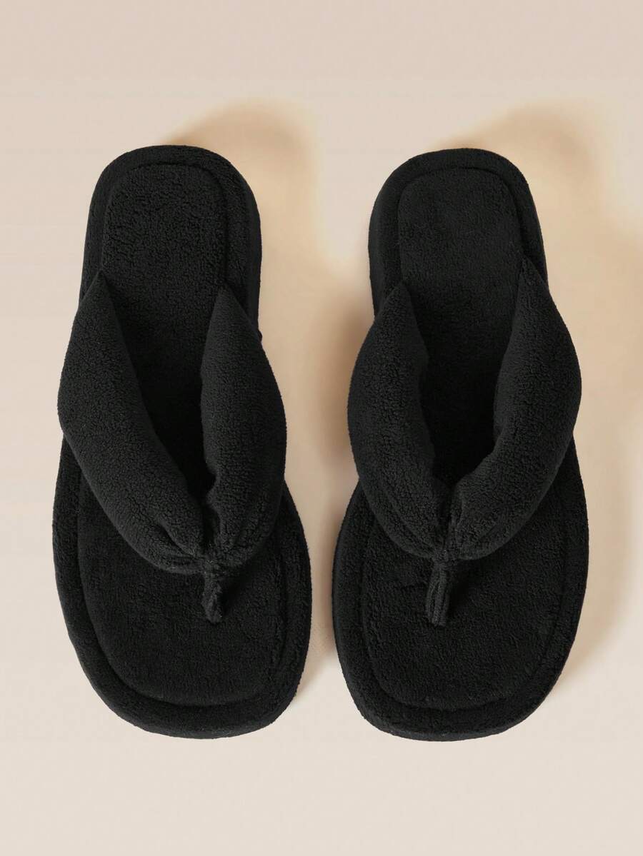 HighSole Furry Toe-Claw Flip Flop Design Thick Sole Warm Comfortable Casual Thermal Slippers For Home And Daily Wear - Black - View 1