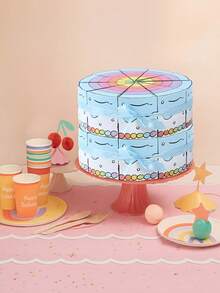 10 PCS Triangle Cake Shaped Gift Boxes With Ribbons Rainbow Pattern Square Decorative Party Boxes And Decorations For Birthday Wedding Bridal Shower Anniversary Celebration Home Table Centerpiece Supplies - View 7
