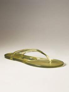 SHEIN Solezae Women's Round Toe Jelly Basic Flip Flop Jelly Sandals - Green - View 7