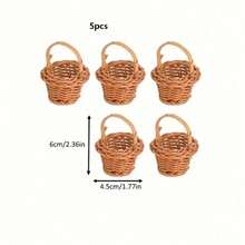 1/5/10/20/30pcs Mini Woven Rattan Decorative Baskets, Decorative Photo Props Small Woven Rattan Handheld Baskets, Rustic Style Furniture Decoration Baskets, Dollhouse Accessories, Diy Projects - Multicolor - View 15