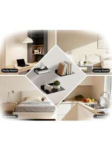 1PC Metal Floating Shelf Black Wall Mounted Storage Rack Space Saving Display Organizer For Kitchen Garage Bedroom Living Room Camera Speaker Router TV Box Photos Home Decor Office Storage Wall Shelf - View 5