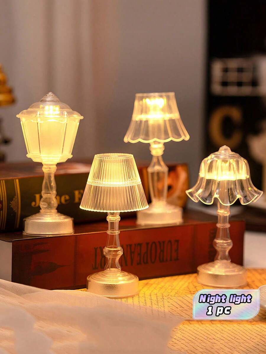 1pc Creative Room Decor Mini Table Lamp, Lotus/Street Lamp Cute Night Light For Bedroom Atmosphere Decor, Desk Atmosphere Decor Led Night Light,Birthday Gift For Friends,Home Decor Mini Table Lamp Light,Christmas Decorative Night Lights - Clear - View 1
