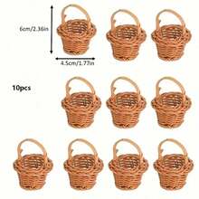 1/5/10/20/30pcs Mini Woven Rattan Decorative Baskets, Decorative Photo Props Small Woven Rattan Handheld Baskets, Rustic Style Furniture Decoration Baskets, Dollhouse Accessories, Diy Projects - Multicolor - View 17
