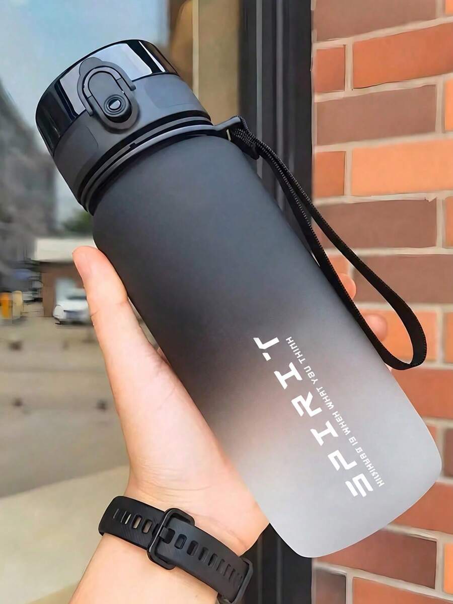 1 个 500ml/650ml/1800ml 运动水瓶，大容量塑料渐变水瓶，返校，户外运动水瓶，便携式运动健身旅行水瓶，渐变色塑料饮水瓶，男女通用，直接饮用水瓶，易于操作，非常适合户外运动、学校、健身，夏季海滩之旅必备品，圣诞节节日礼物 - 黑與白 - 查看 1