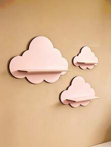 1/3pcs Nordic Style Cloud-Shaped Wall Shelf, Room Decor Storage Rack, Cute Floating Ledge - pink 1pc - View 10