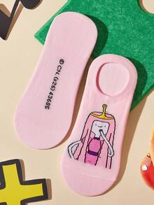 ADVENTURE TIME X SHEIN 6 أزواج من الجوارب الرقيقة المنخفضة التي لا تظهر، قابلة للتنفس وماصة للعرق، بتصميم وجه مبتسم لطيف، مناسبة للربيع والصيف، للجنسين - خلط الألوان - مشاهدة 16