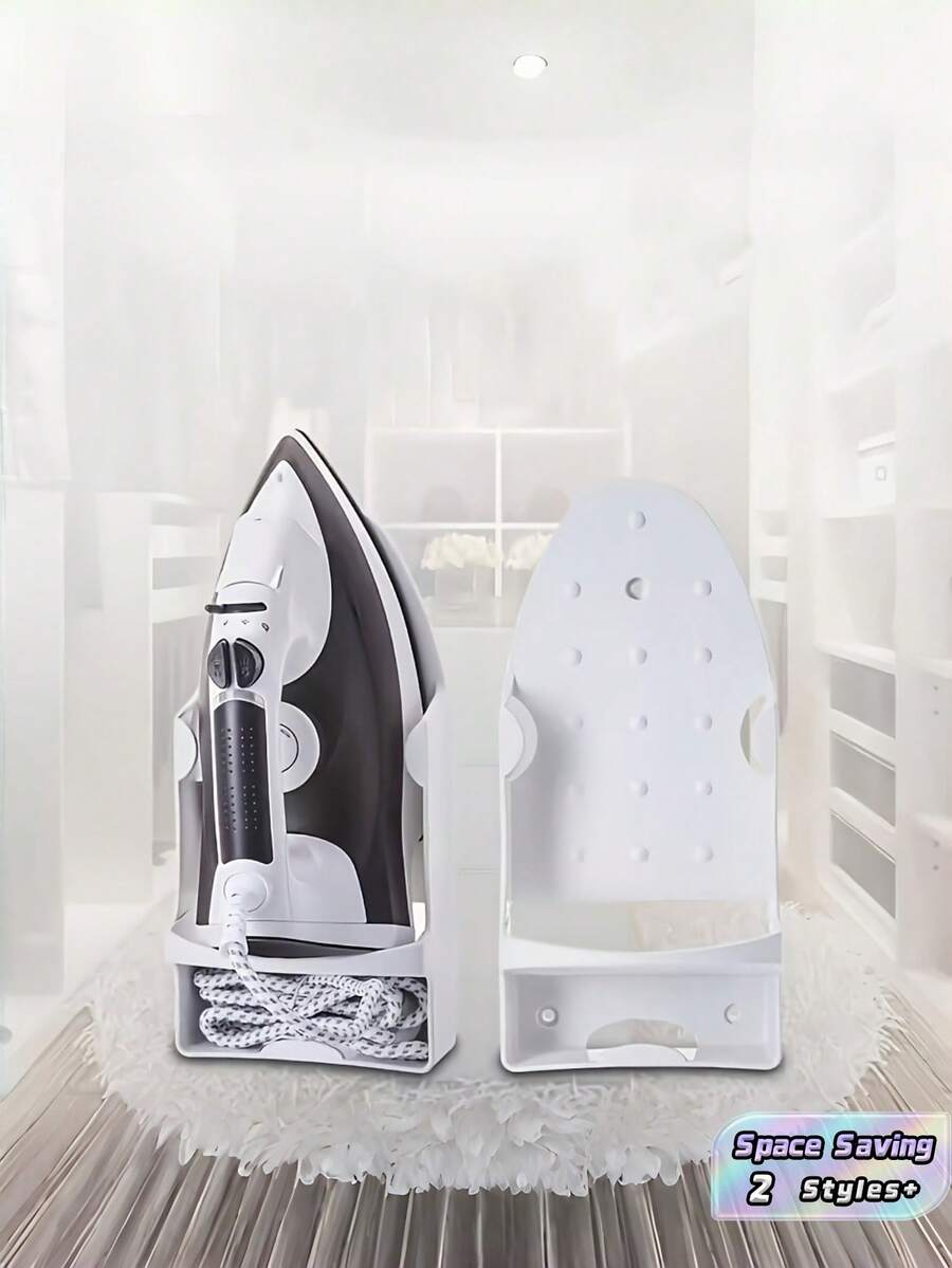 1 PC Heavy Duty Wall Mounted Ironing Board Holder Double Hooks No Power Space Saving Compatible Standard Steamers Compact Easy Install Laundry Organizer Strong Support Durable Quick Mount - multicolor - View 1