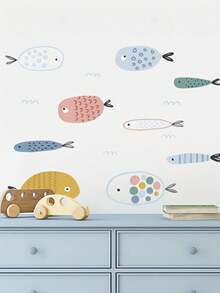 2SET PVC Self Adhesive Removable Waterproof Durable Bohemian Style Funny Fish Pattern Wall Decals Stickers Multipurpose For Bedroom Living Room Hallway Entryway Home Decor Activity Space Decoration Party Event DIY Gift - multicolor - View 2