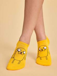 ADVENTURE TIME X SHEIN 6 أزواج من الجوارب الرقيقة المنخفضة التي لا تظهر، قابلة للتنفس وماصة للعرق، بتصميم وجه مبتسم لطيف، مناسبة للربيع والصيف، للجنسين - خلط الألوان - مشاهدة 7