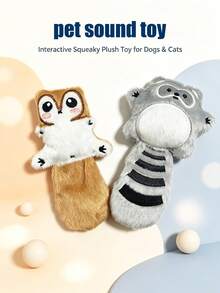 PETSIN Pet Plush Interactive Sound Toy, Squeaky Crinkle Paper Dog Toy, Cartoon Raccoon Squirrel Stuffed Toy For Small Medium Puppy, Indoor Pet Play Accessory - Multicolor - View 12