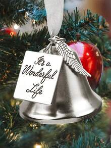 1PC Christmas Tree Hanging Ornament Wing Bell Shape Shiny Gold Silver Decor For Holiday Party Home Festive Decoration Indoor Outdoor Hanging Pendant Gift - A - View 5