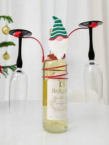 1PC Christmas Red Wine Glass Rack Holder Stand For Wine Bottles Drinking Glasses Holiday Party Kitchen Counter Storage Display Organizer Home Bar Decor Gift - View 8