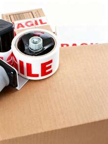 1pc/3pcs Volume Fragile Item Tape .Box Corner Protectors With Strong Adhesion. Stick Firmly On Carton Corners To Cushion Impact During Shipping, Prevent Corners From Denting And Reduce Package Damage. - Red and White - View 2