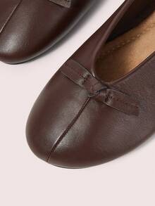 CUCCOO DOLLMOD Women's Shoes Dark Brown Simple Thin Strip Decoration Low Vamp Shoes Flat Bottom Korean Literary And Artistic Style Daily Commute Versatile - dark brown - View 4