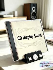 1 PC Holds 20 CDs Music Player Shaped CD Display Stand Creative Album Organizer Desktop Record Storage Rack Decorative Showcase For Music Lovers DJs Home Studio Desk Bookshelf Music Room Decor Birthday Gift CD Rack CD Holder Album Display Shelf - View 1