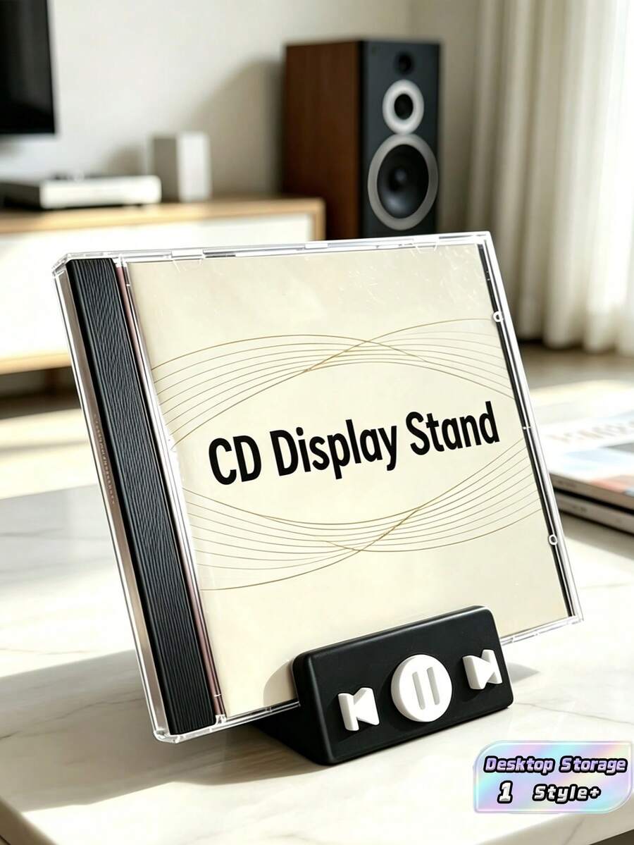 1 PC Holds 20 CDs Music Player Shaped CD Display Stand Creative Album Organizer Desktop Record Storage Rack Decorative Showcase For Music Lovers DJs Home Studio Desk Bookshelf Music Room Decor Birthday Gift CD Rack CD Holder Album Display Shelf - View 1