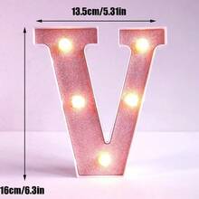 1pc 16cm Home Decor LED Letter & Number Lights, Battery Power 1st 18th 30th 50th Birthday Party Decor Marquee Number Letter Sign Light,Light Up Letters For Wall Decor Bedroom Decor,Proposal Wedding Decoration Illuminated Alphabet Sign - Pink - View 30
