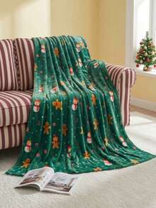 Joivida Christmas Green Throw Blanket, Ultra Soft Plush Flannel Holiday Blanket With Cute Snowman Snowflake Print, Festive Winter Decor Gift - Green - View 1