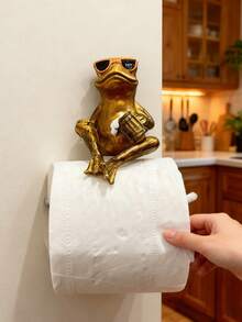 1PC Resin Hand Painted Wall Mounted Gold Frog Fashion Glasses Beer Toilet Paper Holder For Bathroom Kitchen Novelty Animal Decor Funny Gift Ornament Home Decor Accessory - Multicolor - View 7