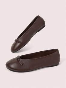 CUCCOO DOLLMOD Women's Shoes Dark Brown Simple Thin Strip Decoration Low Vamp Shoes Flat Bottom Korean Literary And Artistic Style Daily Commute Versatile - dark brown - View 3