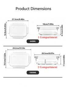 1PC Microwave Can Heat Glass Lunch Boxes For Office Workers, Lunch Boxes For Refrigerators, And Large Capacity Fresh-Keeping Bowls With Rice And Meal Boxes,Kitchen,Christmas Gift - White - View 12
