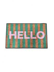 Striped Hello Welcome Door Mat, Faux Fur Material, Simple Style, All-Season Entryway Mat. Suitable For Kitchen, Dining Room, Corridor, Bathroom, Bedroom, Parties, Gatherings, Garden Decor, Gift, Creating A Cozy Home Atmosphere. - A - View 8