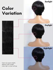 Pixie Cut Lace Wigs Human Hair Brown Short Finger Wave Pixie Wigs With Side Lace Part Glueless Short Wavy Wigs Wear & Go - 1B - View 7