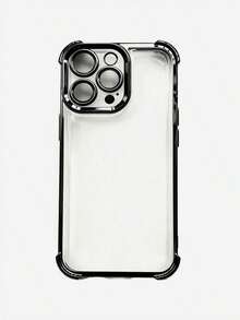 Teckwe Phone Case: Luxurious Four-Corner Anti-Fall Shockproof Electroplated Transparent Phone Case, Compatible With IPhone 18/17/16/15/14/13/12/11 Pro Max Plus Air, Transparent Anti-Drop Design, Suitable For 17Pro And 17ProMax, Soft Frame, Minimalist Style, Protects The Phone - Black - View 6