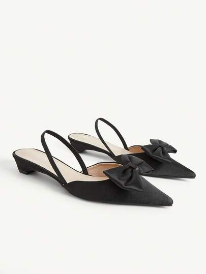 CUCCOO CHICEST Women Shoes Gentle French Girl Spring Summer Commuter Dating Wedding Banquet Bow Solid Color Pointed Back Low Heel Sandals