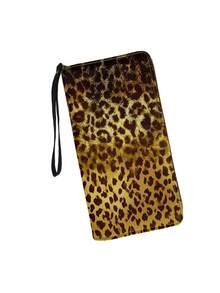 1PC PU Leather Long Zipper Wallet With Wrist Strap Multi Card Slots Large Capacity Classic Leopard Print Texture Clutch Purse Portable Phone Money Card Organizer For Daily Travel Casual Use Unisex Fashion Accessory - Multicolor - View 3