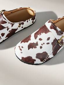 Solecia Cow Pattern Adjustable Metal Buckle Flats, Casual Slouchy Commuting Sandals - Cow color 3 - View 5
