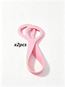 2pcs 8-Shaped Stretching Strap, Women Back Opening Training Shoulder & Back Yoga Stretch Band, Thickened Silicone Elastic Rope (Pink) - Multicolor - View 5