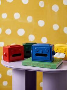 Joivida 1pc Robot‑Shaped Tissue Box, Hard Plastic Material, 3D Robot Face Embossed Pattern, Spring‑Assisted Tissue Dispensing, Desktop Storage Organizer, For Bedroom Living Room Office Dorm Housewarming Present - Multicolor - View 2