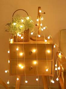 Teckwe 1pc Home Decor White Ball LED String Lights,Battery Power Indoor Room Wall Decor LED Fairy Star Lights,Girls' Bedroom Decor Light String,Wedding Decor,Birthday Party Decor Lights,Christmas Tree Decorative Ball Light String - White - View 19