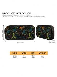 1PC 600D Polyester Large Capacity Pencil Case Cool Dinosaur Skeleton Fossil Print Zipper Closure Stationery Storage Pouch Multi‑Functional Pen Bag For Student Office Travel Daily Use - Multicolor - View 7