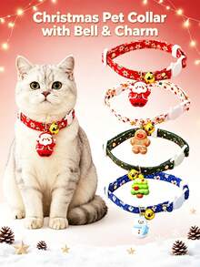 PETSIN Christmas Pet Collar With Bell & Cute Charms, Adjustable Quick Release Breakaway Collar For Cats Small Dogs, Holiday Pet Costume Accessories For Christmas Party & Pet Photo Shoot - Multicolor - View 18