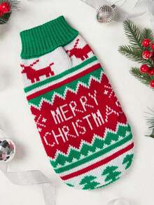 PETSIN 1 PC Christmas Pet Knitted Sweater For Winter,Reindeer Pattern Design,Suitable For Cats And Small To Medium-Sized Dogs - red green - View 13