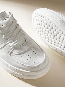CUCCOO EASI Women's Platform Casual Shoes With Lace-Up Round Toes - pure white - View 6