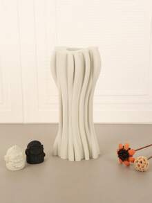 1PC Standard Size Artistic Twisted Curved Line Irregular Shaped Floral Vase Holder With Vertical Ribbed Detail Nordic Minimalist Modern Style For Home Living Room Dried Flower Display Tabletop Centerpiece Ornament Sturdy Non Slip Base - A - View 11