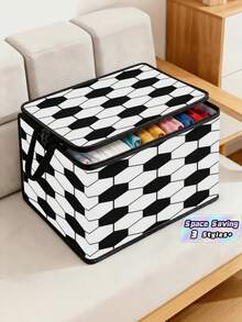 1PC Large Capacity Non Woven Fabric Football Pattern Storage Box Organizer Foldable Durable Dustproof Moisture Proof For Home Bedroom Wardrobe Clothes Books Cosmetics Daily Use Birthday Christmas New Year Gift For Men Women Football Fans - Multicolor - View 1