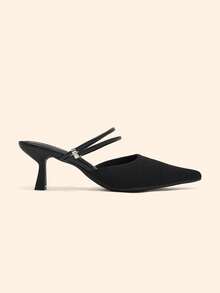 CUCCOO BASICS Women's Fashion Fabric Pointed High-Heeled Shoes, Suitable For Christmas And Spring Wear Fall Shoes - Black - View 3