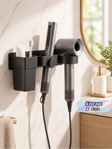 Rak Pengering Rambut, Rak Penyimpanan Pengering Rambut Kamar Mandi yang Dipasang di Dinding Tanpa Pengeboran, Rak Penyimpanan Pelurus Rambut Elektrik, Rak Penyimpanan Pengeriting Rambut untuk Toko Tukang Cukur di Kamar Mandi, Rak Pengering Rambut dan Papan Setrika, Aksesoris Kamar Mandi - MultiWarna - View 2