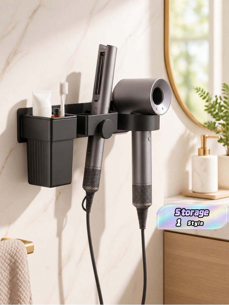 Rak Pengering Rambut, Rak Penyimpanan Pengering Rambut Kamar Mandi yang Dipasang di Dinding Tanpa Pengeboran, Rak Penyimpanan Pelurus Rambut Elektrik, Rak Penyimpanan Pengeriting Rambut untuk Toko Tukang Cukur di Kamar Mandi, Rak Pengering Rambut dan Papan Setrika, Aksesoris Kamar Mandi