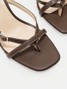 CUCCOO CURVES Damers högklackade sandaler med fyrkantig tå, burgunderröd tå, plus size, för breda fötter - Kaffe - Visa 5