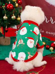 PETSIN Pet Christmas Fleece Shirt, Santa Reindeer Red Plaid Pattern Dog Holiday Outfit For Small Puppy - Multicolor - View 6