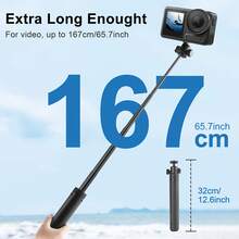 Teckwe Invisible Selfie Stick, Extended Long Pole (120cm/47.2in) | Compatible With Insta360 X5/X4/X3, Suitable For GP Hero 13/12/11, OSMO 360 Pocket 3, 1/4-Inch Extended Monopod For Action Camera - 66inch - View 7