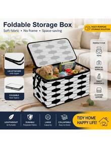 1PC Large Capacity Non Woven Fabric Football Pattern Storage Box Organizer Foldable Durable Dustproof Moisture Proof For Home Bedroom Wardrobe Clothes Books Cosmetics Daily Use Birthday Christmas New Year Gift For Men Women Football Fans - Multicolor - View 2