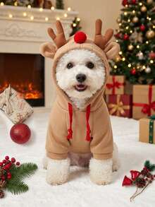 PETSIN 1PC Christmas Dog Costume Transformed Into Dog And Cat Clothes For Small To Medium-Sized Dogs. Fall And Winter Pet Supplies For Pets. Teddy Bear And Mastiff Cat Clothing. - Apricot - View 3