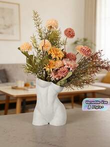1PC Standard Size Modern Art Human Figure Shaped Sculptural Vase With Sleek Contemporary Minimalist Design For Home Desktop Tabletop Centerpiece Dried Fresh Flower Display Sturdy Non Slip Base Lightweight Easy Clean Space Saving Versatile Use - A - View 1