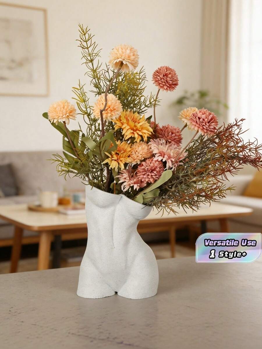 1PC Standard Size Modern Art Human Figure Shaped Sculptural Vase With Sleek Contemporary Minimalist Design For Home Desktop Tabletop Centerpiece Dried Fresh Flower Display Sturdy Non Slip Base Lightweight Easy Clean Space Saving Versatile Use - A - View 1